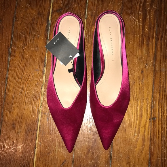 Zara Shoes - Zara hot pink pointed toe slides NWT